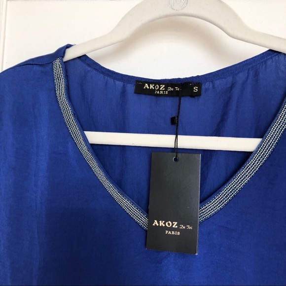 NWT Akoz De Toi Blue Embellished Sleeveless Tunic - Picture 4 of 8